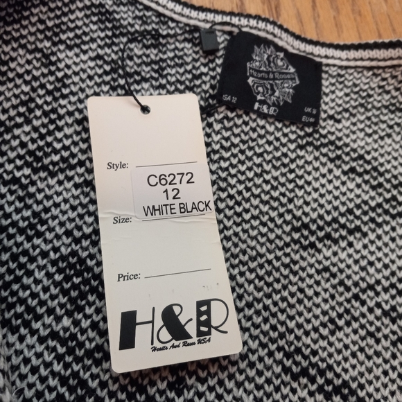 NWT Hearts & Roses Snowy Fair Isle Sweater Jacket Black & White Women's Size 12 - Picture 7 of 16